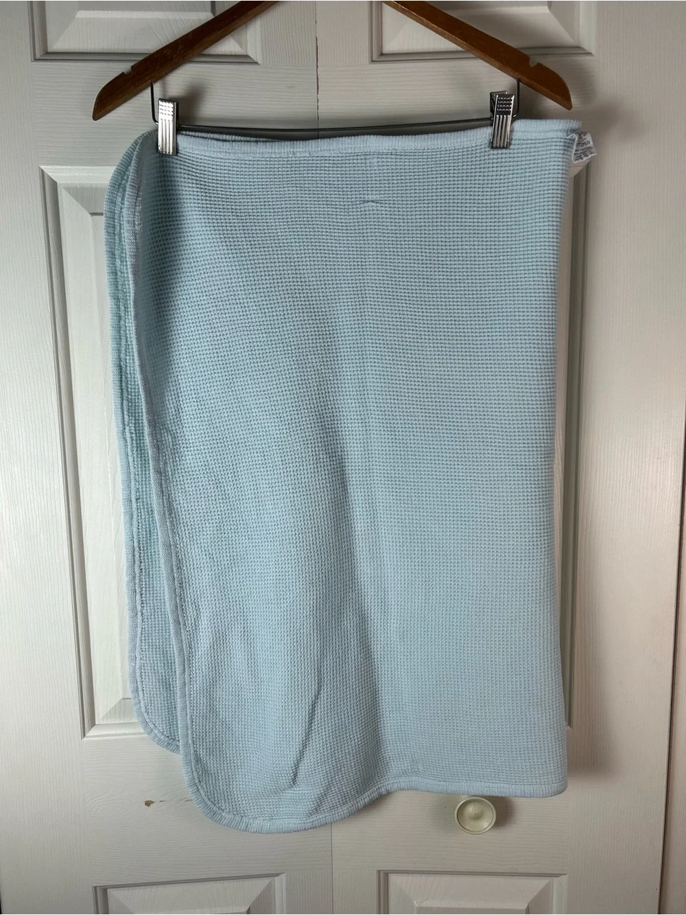 Baby Morgan Solid Light Blue Thermal Blanket Waffle Weave USA Made 100% Cotton